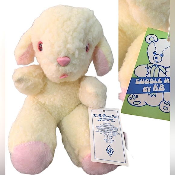 Accessories - Vintage K.B Bros baby lamb plush windup music box new with tags dead stock.